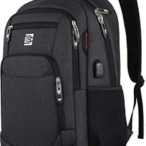marcello Laptop Backpack with USB Charging&Headphone Port,Anti-Theft Business Backpack with Padded Shoulder Strap, Computer Rucksack for School/Work/Travel (Black, 15.6 inch)