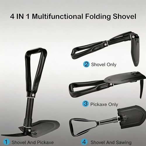Folding Survival Shovel 23 IN,50# high-carbon steel Entrenching Tool, Folding Camping Shovel, Firefighting Shovel, Portable Shovel For Garden, Hunting, Hiking, Fishing, Car Emergency, Gifts For Men - Image 2