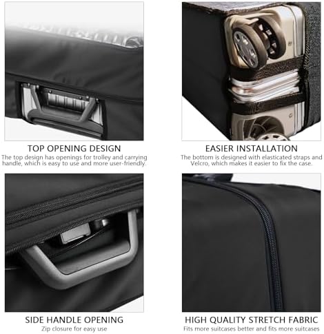 Veki Clear PVC Travel Luggage Cover, Elastic Waterproof Suitcase Cover Protector, Dustproof Protective Luggage Covers, Trolley Case Protector for Business, Travel and Daily Use (Black, 26 Inch) - Image 5