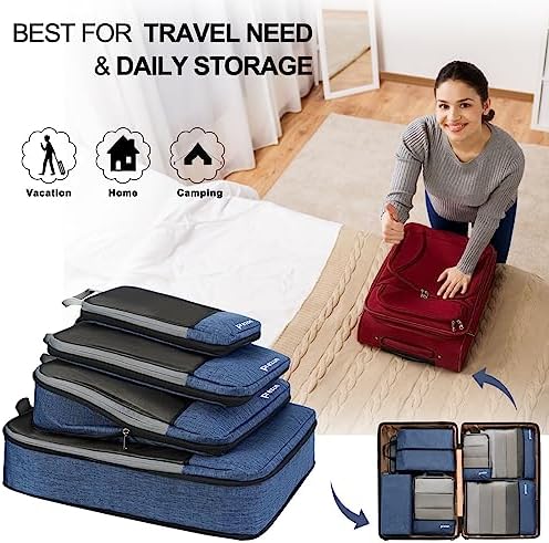 Compression Packing Cubes, Luggage Organiser Set, Extensible Suitcase Organiser, Packing Organisers for Suitcases, Packing Cubes for Travel or Home Storage - Image 7