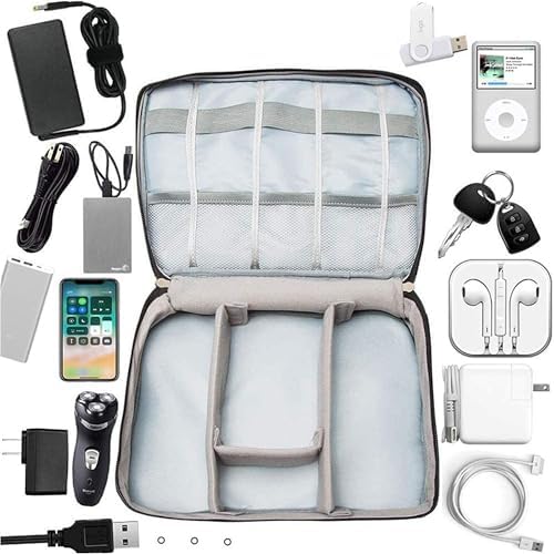 Travel Cable Organiser, 24.5×18×10cm Electronics Accessories Organizer, Universal Carry Travel Gadget Electronics Accessories Bag for Cables, Power Bank, USB Drive, Charger, Hard Disk (Black) - Image 5