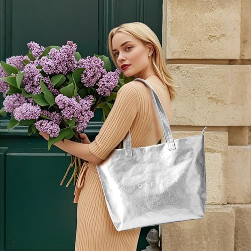 KALIDI Large Beach Bag for Women,Waterproof Tote Bag with Zipper Clear PVC Handbag for Travel Work Dating Shopping - Image 3