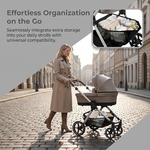 Toyvian Universal Stroller Storage Basket Mesh Organizer Under Pram Pushchair Hanging Bag Bottom Frame Easy Install Lightweight Cargo Holder - Image 4