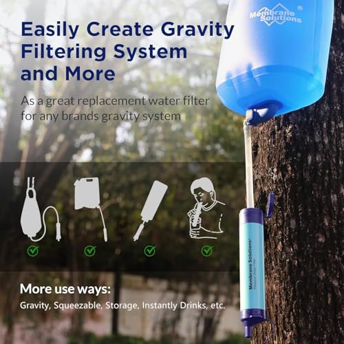 Membrane Solutions Water Filter Straw, 0.1 Micron Personal Water Filter Survival Portable Gear, NSF/ANSI 42&372&401 certificated, for Camping, Hiking, Travel, Emergency Preparedness, Blue, 1 Pack - Image 4