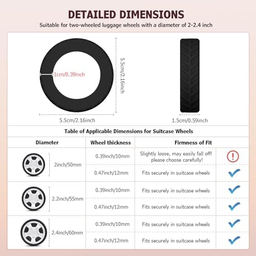 Luggage Wheel Covers, Anti Dust & Scratch, For 2-2.4" Wheels - Orange | Luggage Compartment Wheel Protection Cover 8-Pack, Noise Reducing Suitcase Wheel Protector, For Most Carry on/Travel Bags - Image 4