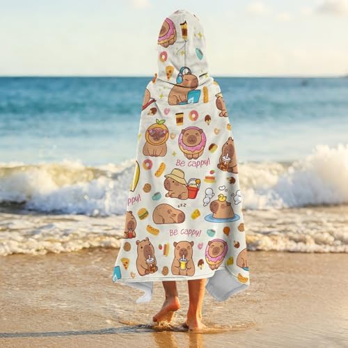 Capybara Hooded Towels for Kids 127x76cm Poncho Towels for Kids Boys Teens Beach Towel for Swimming Pool Cute Capybara Wearable Bath Towel - Image 6