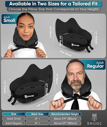 SNUGL Travel Pillow - Neck Pillow Memory Foam, Travel Neck Pillows for Adults, Ideal for Camping, Airplane & Gaming - Travelling Essentials - Gifts for Travellers (Black - Adult Regular) - Image 5