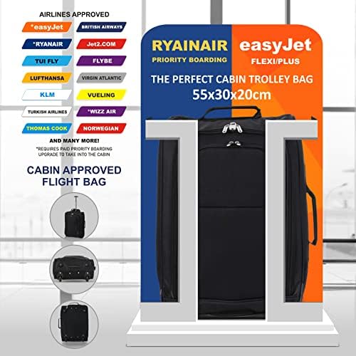 5 Cities The Valencia Collection Hand Luggage, 42 Liters, Plain Black Set of 2 - Image 3