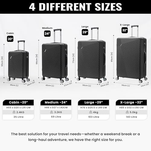 FLYMAX Medium Suitcase 4 Wheel Lightweight Luggage Hard Shell ABS Travel Case Hold Check in Fits 15kg - 20kg Medium Size + 3 Digit Lock + Telescopic Handle 67 Litre Capacity - Image 8