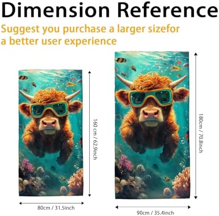 Colorful Highland Cow Beach Towel Microfiber Bohemian Underwater Design Quick Dry Absorbent Sand Free Lightweight Beach Blanket for Pool Gym Vacation Essentials 70x35 Inch - Image 3