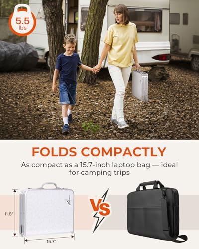 Sportneer Folding Camping Table, Adjustable Height Small Folding Table Portable Camp Tables (23.6" L x 15.7" W (2 Height)) with Mesh Layer for Outdoor Camp Garden Picnic BBQ Dining Cooking - Image 7