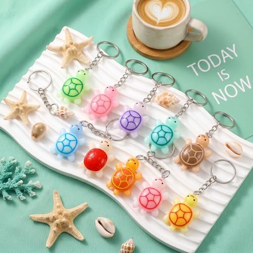 Ymapinc 10Pcs Cute Resin Sea Turtle Keychain Set, Small Keychain Bulk Mini Keychains, Tiny Animal Turtle Keyrings, Beach Travel Backpack Keychains Pack Party Favors Gifts - Image 4