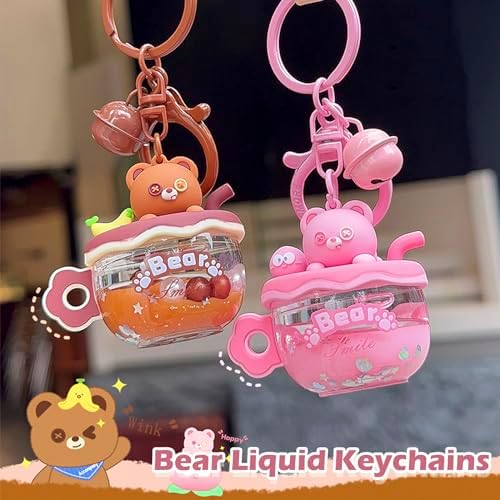 YOU WIZV Cute Keychain, Kawaii Backpack Liquid Floating Anime Bunny Keychain for Girls, Women, Daughters, Sister - Image 6