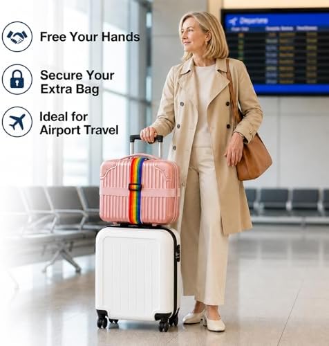 4Pcs Luggage Connector Straps for Suitcases, Adjustable Luggage Connector Straps, Multi-Purpose Set of Elastic Fastening Belts, Portable Canvas Luggages Bands, for Suitcase Handles and Backpacks - Image 5