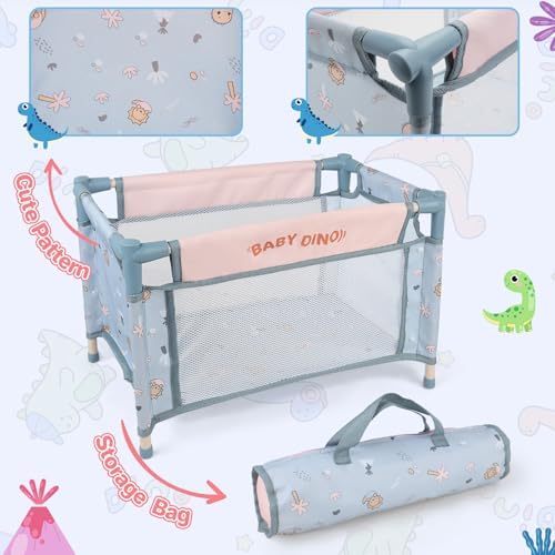 deAO 6 in 1 Baby Doll Accessories Set, Baby doll Pretend Role Playset with Dolls Cot, Dolls Pushchair,Play Mat, Swing Crib, Travel Bag for 3+ Years Old Kids Girls (Doll Included) | Pretend Play Set with Doll Stroller, Cot, Play Mat, Bouncer, Travel bag & Baby Doll, Imaginative Role Play Toys for kids - Image 4