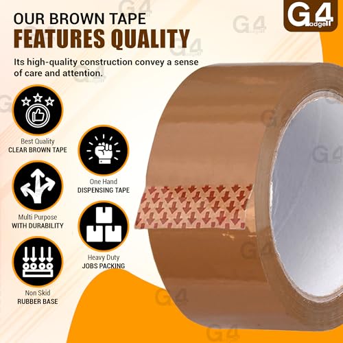 G4GADGET 6 x Strong Parcel Tape 48MM x 66m Brown Packing Tape for Moving Boxes, Packing boxes & Large Postal Bags – Strong Sticky Tape for Boxes - Image 2