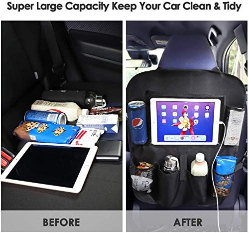 Rightwell Car Seat Organiser 2 Pcs Back Seat Protector for Kids, Car Organiser Back Seat for up to 10" iPad, Kids Back Seat Organiser with 5 Pockets to Storage Toys, Books, Drinks - Image 5