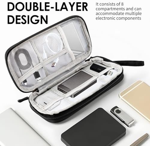 Electronics Accessories Organiser Bag, Waterproof Travel Cable Storage Case, Travel Gadget Bag, Compact Gadget Pouch for Chargers Cords Hard Drives Earphones, Holiday Essentials for Men Women - Image 6