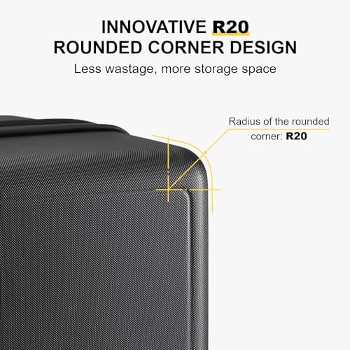 LEVEL8 Large Suitcase 28 Inch Hand Luggage with Spinner Wheels, 100% PC Micro-Diamond Textured Design Checked Large Luggage, Lightweight Hard Shell Suitcase with TSA Lock, Black (74cm, 99L, Black) - Image 6
