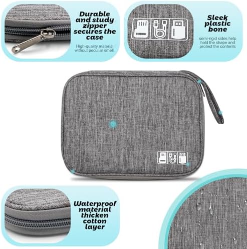Travel Cable Organiser - Electronics Accessories Organizer, Gadget Bag for Power Bank, Memory Card, Charger, Hard Disk (Grey) - Image 3