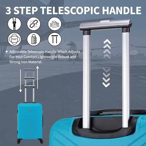 55x35x20 Cabin Suitcase Carry on Suitcase Hard Shell Hand Luggage Cabin Bag Case Approved For Ryanair EasyJet 2 Small Fits 8kg 10kg 35 Litre Capacity + 3 Digit Lock + Telescopic Handle Cabin Luggage - Image 6