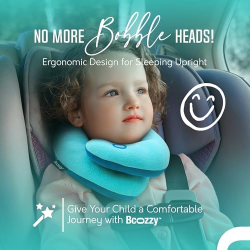 BCOZZY Kids Chin Supporting Travel Pillow for Ages 3–7- Patented Soft Neck Pillow for Head and Chin Support in Car Seat and Airplane. Comfortable Travel Essential. Small Size, Bag, Gray - Image 3