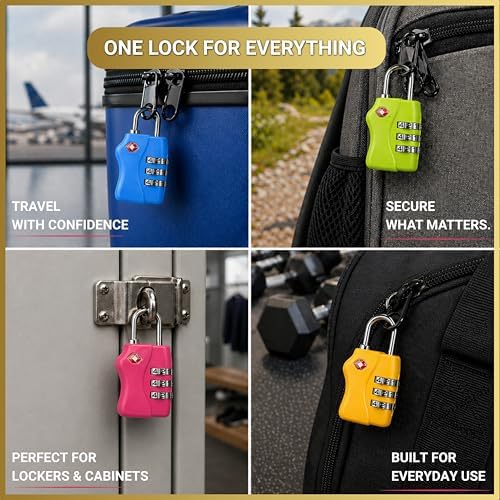 TSA Approved 3 Digit Combination Luggage Locks 2 Packs Assorted Colour - Resettable Travel Padlock for Suitcases Backpack & Gym Locker Security, Travel Accessories and Holiday Essentials - Image 8