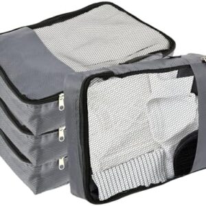 4 Piece Packing Cubes for Suitcases, 33x24x7.5cm Travel Organiser Bags with Double Zipper Mesh Top, Luggage Organizers for Clothes Shoes Toiletries