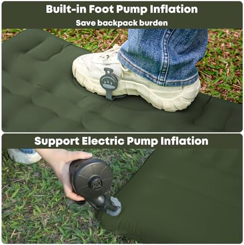 Camping Air Bed 12-15CM Extra Thick, Reinforced Support Structure with Built-in Foot Pump and Pillow Portable Camping Sleeping Mat Air Mattress for Tent Backpacking Hiking Travel - Image 3
