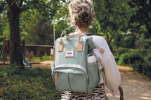 BÉABA - Baby Changing Backpack - Large Storage Volume - Changing Mat Included - Multiple Pockets - Large Opening - Isothermal - Multifunction Travel Bag - Wellington - Sage Green - Image 10