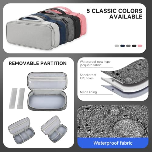 Teskyer Travel Tech Pouch, Protable Cable Organiser Bag, Electronics Accessories Travel Organizer Case for Cable Charger Earphone Power Bank Hard Drive - Dark Grey - Image 4