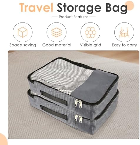 4 Piece Packing Cubes for Suitcases, 33x24x7.5cm Travel Organiser Bags with Double Zipper Mesh Top, Luggage Organizers for Clothes Shoes Toiletries - Image 6