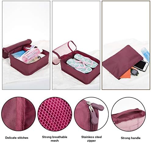 12 PCS Large Packing Cubes for Suitcases Various Sizes Suitcase Organiser Bags Lightweight Waterproof Luggage Organiser Bags (12, Burgundy) - Image 4