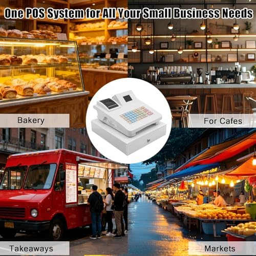 Cash Register Till Electronic, Registers Smart Till with Split Design Money Drawer Plug Play Compact Digital LED Commercial No WiFi for Small Business Shop Retail Hospitality White 48 Keys - Image 6