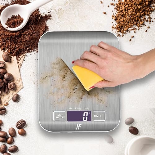HomeFashion 5kg 1g 11lb Digital Kitchen Scales Food Scale with stainless steel Platform Electronic Cooking Backlit LCD Display Multifunction for Home and Office Use - Image 6