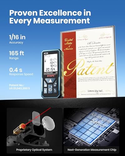 Laser Measure, DTAPE Digital Laser Distance Meter, Upgraded High-Accuracy Laser Measuring Tool, Electronic Tape Measure, 2" Backlit LCD Display, Area/Volume/Indirect Measurement, in/Ft/Ft+in/M - Image 2