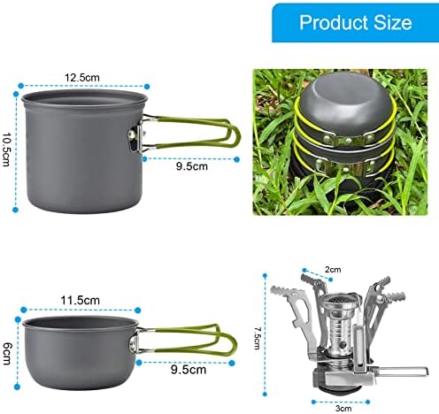AUTOPkio Camping Cooking Set, Outdoor Camping Pans Pots and Stove - Non Stick Folding Cookware Kit for BBQ Picnic Hiking Backpacking Travel 1-2 Person Use - Image 5
