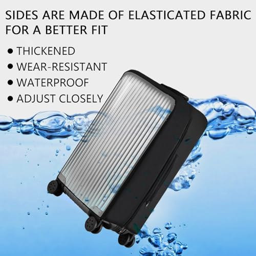 Veki Clear PVC Travel Luggage Cover, Elastic Waterproof Suitcase Cover Protector, Dustproof Protective Luggage Covers, Trolley Case Protector for Business, Travel and Daily Use (Black, 26 Inch) - Image 3