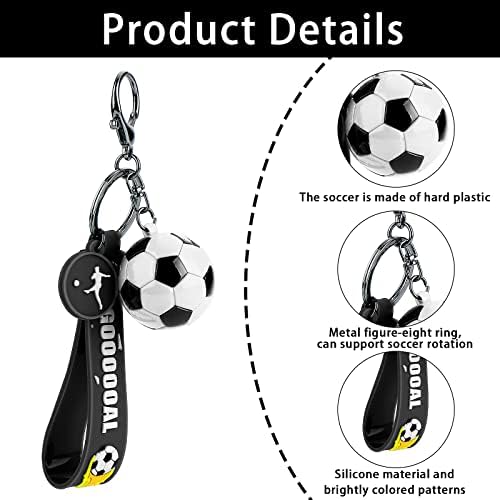 Cobee Soccer Gifts Key Chain, Inspirational Silicone Key Rings Football Keychains for Boys Girls Teens Sports School Carnival Reward Party Favors(White Ball) - Image 4