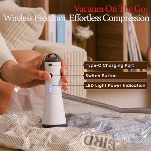 Vacbird Vacuum Storage Bags, Wireless Electric Air Pump Space Saver Bags for Travel and Home, 9 Pack - Image 2