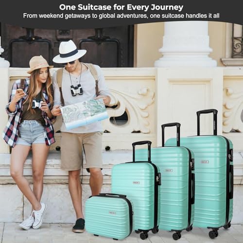 24 Inch Medium Suitcase 66x46x25cm,Lightweight Checkin Luggage, Features TSA Combination Lock, 360°Spinner Wheels, Organised Interior, Durable ABS Material for Holidays, Mint Green - Image 7