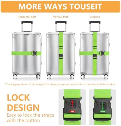 BILIONE 4 Pcs Luggage Straps for Suitcases, Heavy Duty, Adjustable, Premium Accessory for Travel Bag Closure (Rainbow, Orange, Blue) - Image 3