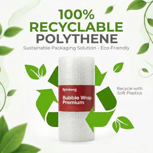 Rainberg 300mm x 20m Heavy Duty Bubble Wrap Roll, Air Bubble Premium Quality Protection for Packaging, Storage, Fragile Items, Moving House Essentials, Recyclable & Eco-Friendly - Image 8