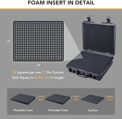Lykus HC-4010 Waterproof Hard Case with Customisable Foam, Interior Size 40.7x33.6x11.7 cm, Suitable for Laptop, Electronics, and More Items - Image 5