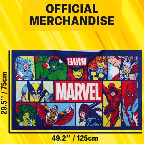 Get Trend Marvel Hooded Towels for Boys, Cotton Bath & Beach Towel Poncho, Soft & Absorbent Kids Hooded Shower Swimming Wrap & Changing Robe, Travel Holiday Essentials (Multi Marvel) - Image 6