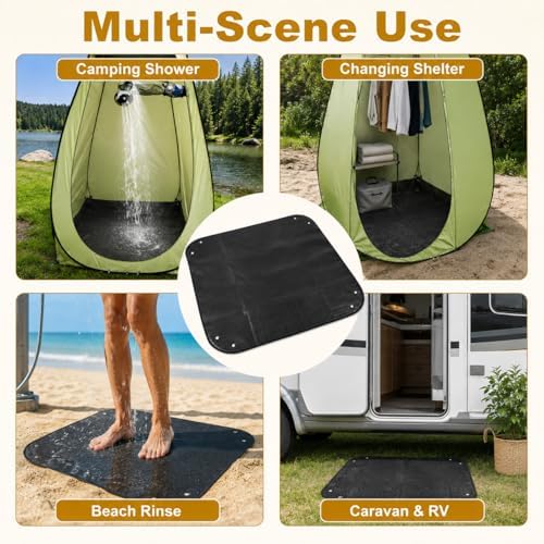 Camping Shower Tent Floor Mat 100 x 100 cm, Foldable PE Ground Pad for Pop Up Changing Shelter, Outdoor Shower Base for Camping, Beach, Caravan and RV - Image 7