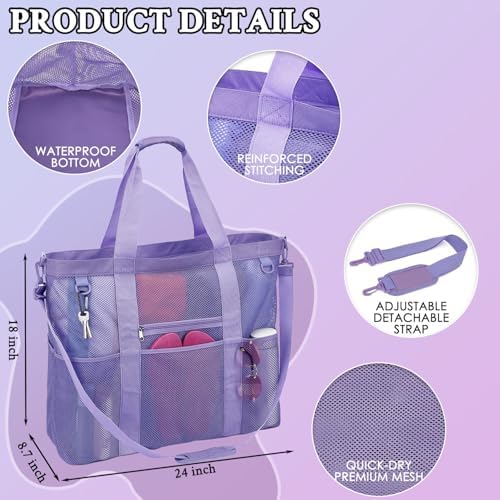 GYEUKHAM Mesh Beach Bag - Large Beach Tote Bag with Multiple Pockets for Family Beach Bag for Toys & Vacation Essentials - Image 5