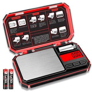 UNIWEIGH Digital Pocket Scale 200g/0.01g Precision Scales Gram for Kitchen | Mini Jewelry scale for Coins and Gem with 6 Units/LCD Display/Tare Function (Battery Included) - Red