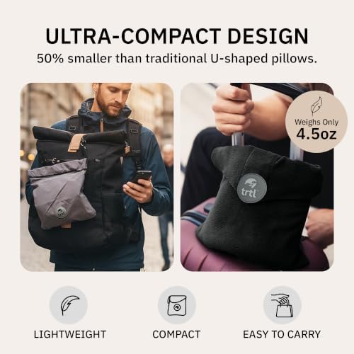trtl Pillow - Scientifically Proven Super Soft Neck Support Travel Pillow - Machine Washable - Black - Image 5