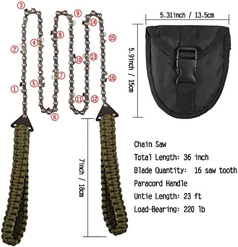 Pocket Chainsaw with Paracord Handle Folding Chain Hand Saw Fast Wood & Tree Cutting Emergency Survival Gear for Camping Backpacking Hiking (36inch 16teeth) - Image 2